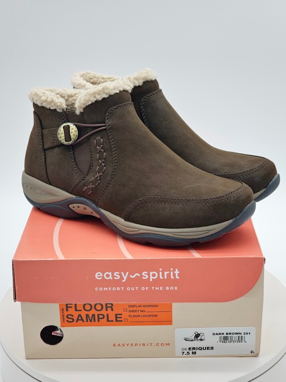 Easy Spirit Erique8 Dark Brown Faux Fur Ankle Boots Women’s Size 7.5 NEW - Picture 9 of 10